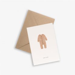 Kort BABY ONESIE/OCHRE - hello world