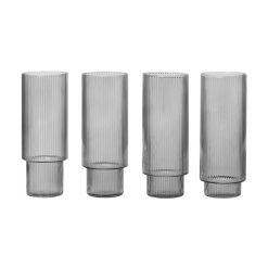 Glas RIPPLE LONG DRINK 4/pk, Smoked Grey