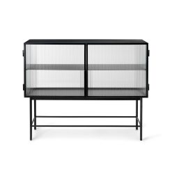 Skápur HAZE SIDE Reeded glass, svartur