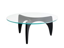 Borð PK60 Ø105 H44 svart, glerplata