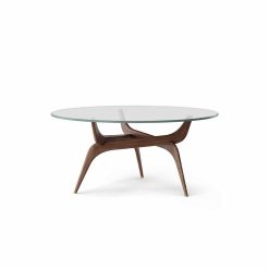 Borð TRIIIO Ø90 hnota/olía, glær plata