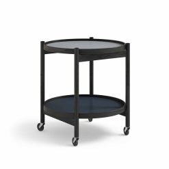 Bakkaborð Ø50 eik/svartlakk, blá/d.blátt