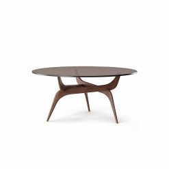 Borð TRIIIO Ø90 hnota/olía, bronze plata