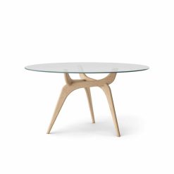Borð TRIIIO Ø135 eik/olía, glær plata