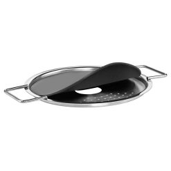 Lok á pott, flatt m/götum Ø16cm SS