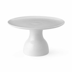Diskur á fæti WHITE FLUTED 20cm