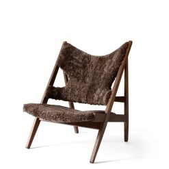 Stóll KNITTING LOUNGE dökk eik, gæra