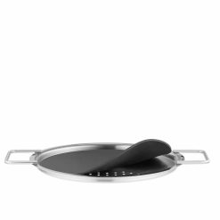 Lok á pott, flatt m/götum Ø20cm SS