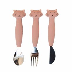 Barnahnífapör MRS. CAT 3/pk sílikon