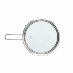 Lok á pott, flatt m/gleri Ø20cm SS